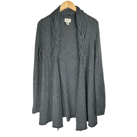 Neiman Marcus 100% Cashmere Open Front Cardigan Sweater Sz Medium Grey